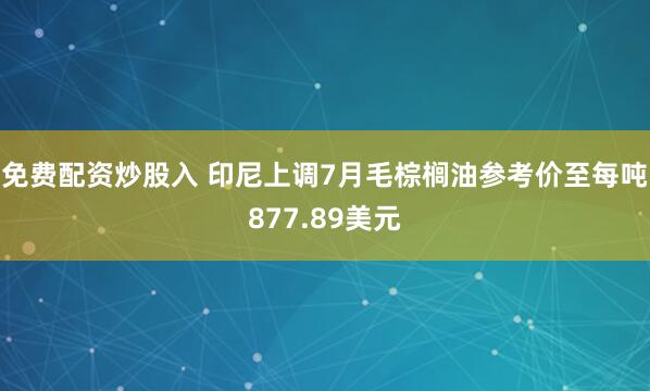 免费配资炒股入 印尼上调7月毛棕榈油参考价至每吨877.89美元